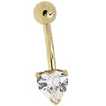 14k CZ Heart Curved Barbell Navel Ring