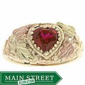 Black Hills Gold and Ruby Heart Ring