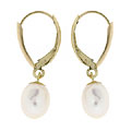 14k Cultured White Freshwater Pearl Drop Earrings (6-7mm)