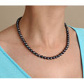 14k Gold Cultured Akoya Black Pearl Necklace (6.5-7 mm/ 18 in)