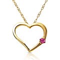 14k Gold Ruby Heart Pendant