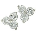 14k White Gold 1ct TDW Round Diamond Three-Stone Earrings (J-K, I2-I3)
