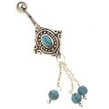 Surgical Steel Turquoise 3-chain Barbell Belly Ring