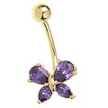 14k Gold Crystal Butterfly Curved Barbell
