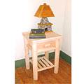 Rustic Log Adirondack Cedar Nightstand Table with Drawer