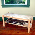 Rustic Country Adirondack Cedar Bench with Shelf