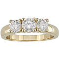 14k Gold 1ct TDW Round Diamond 3-stone Ring (H-J, I1-I2)