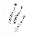 XOX Silver Crystal Dangle Curved Barbell