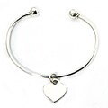 Sterling Silver Cuff Bracelet with Heart Charm