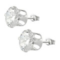 Sterling Silver CZ Solitaire Earring Set (3 pair - 5- 7- 9 mm)