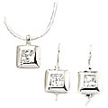 Sterling Silver CZ Pendant and Earring Set