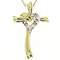 10k Heart and Cross Diamond Pendant
