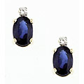 14k Yellow Gold Oval Sapphire Diamond Earrings