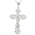 Silver Cubic Zirconia Crucifix Pendant with Chain