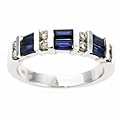 14k White Gold 1/3ct Diamond Sapphire Channel Ring