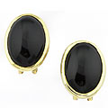 14k Yellow Gold and Black Onyx Oval Earrings