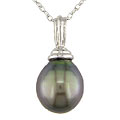 14k White Gold Cultured Tahitian Drop Pearl Pendant