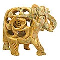 Indian Elephant Fertility Soapstone Carving (Case of 2)