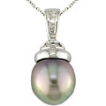 Cultured Tahitian Pearl 1/10ct Diamond Pendant