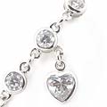 Sterling Silver CZ Heart Charm Bracelet