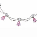 Sterling Silver CZ Pink Drops Necklace