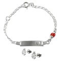 Sterling Silver Lady Bug Kid's Bracelet/Earring Set