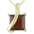 14k Yellow Gold Square Garnet Pendant