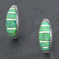 Sterling Silver and Opal Crescent Earrings (Thailand)