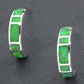 Sterling Silver Opal Small Crescent Earrings (Thailand)