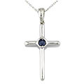 14k White Gold Sapphire Cross Pendant