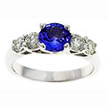 14k White Gold Round Tanzanite Diamond Ring