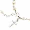 Sterling Silver Pearl Children's Bracelet with Cross