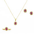 14-kt. Yellow Gold Ruby 1/3-ct Diamond Jewelry Set