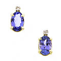 14k Yellow Gold Tanzanite Diamond Earrings