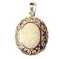 Sterling Silver and Opal Round Pendant (Thailand)