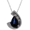 14k White Gold Diamond & Sapphire Pendant
