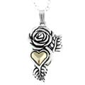 14-kt. Gold and Silver Rose Heart Pendant