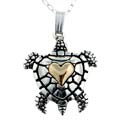 14kt Gold and Sterling Silver Turtle Pendant
