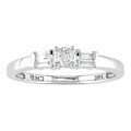 14k White Gold 1/4ct TDW Round Diamond Three-Stone Ring (G-H/ I1-I2)