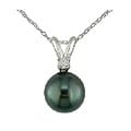 14k Gold Cultured Tahitian Pearl Diamond Pendant