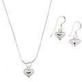 Sterling Silver Heart Necklace and Earring Set