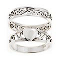Sterling Silver Filligree and Heart Ring Set