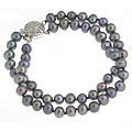 Black Cultured Freshwater Pearl Double Strand Bracelet