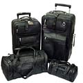 Black Leather 4-piece Luggage Set