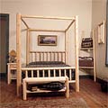 Rustic Log Pole Cedar Adirondack Queen Canopy Bed