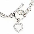 Sterling Silver CZ Open Heart Charm Bracelet