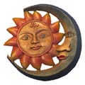 Wood Sun and Moon Wall Hanging
