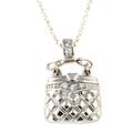 Sterling Silver CZ Purse Locket Pendant