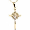 10k Two-tone Gold Sunburst Crucifix with Chain