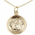 14k Goldfill Round Angel Pendant and 13-inch Chain